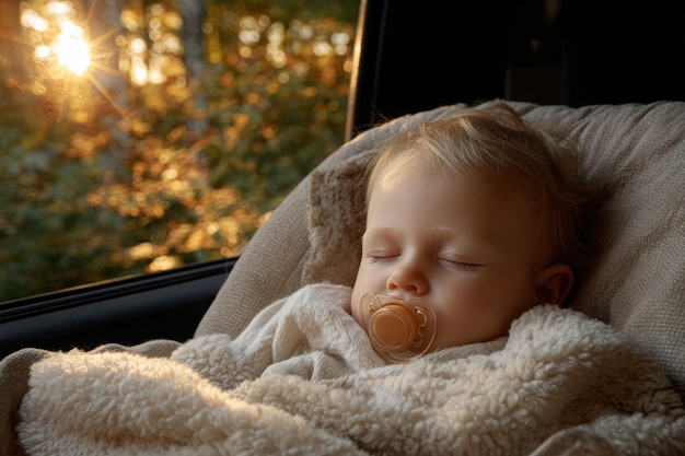 freepicdownloader.com peaceful baby enjoying sunny road trip nap car seat normal