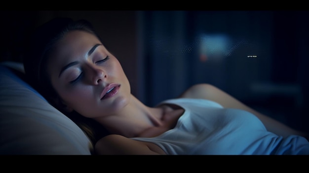 freepicdownloader.com woman sleeps bed with word sleep screen normal